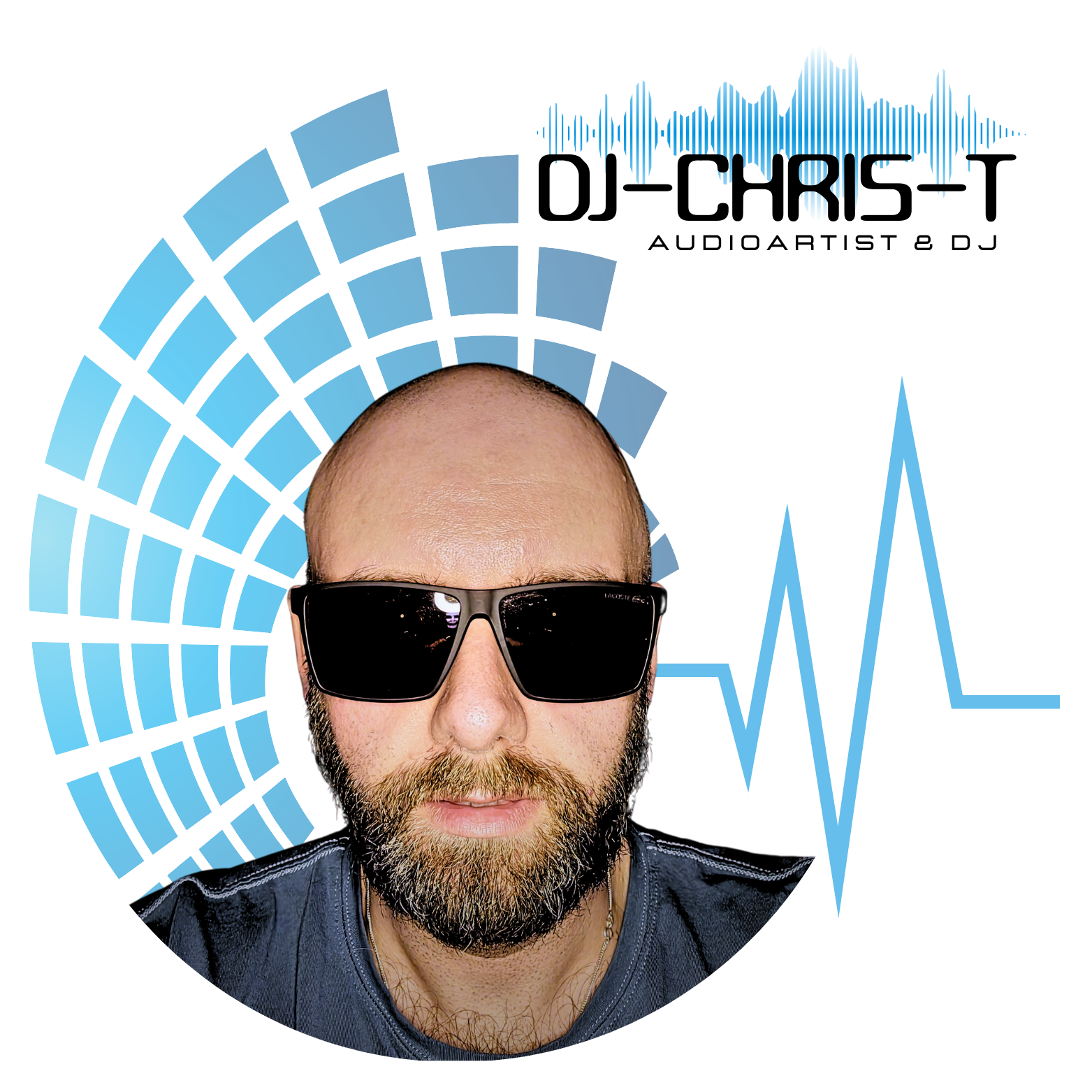 DJ Chris-T mit AudioArtist-Logo und Soundwave